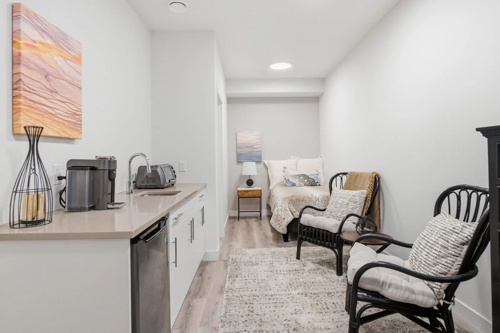 A lock-off flex room set up as a rec room