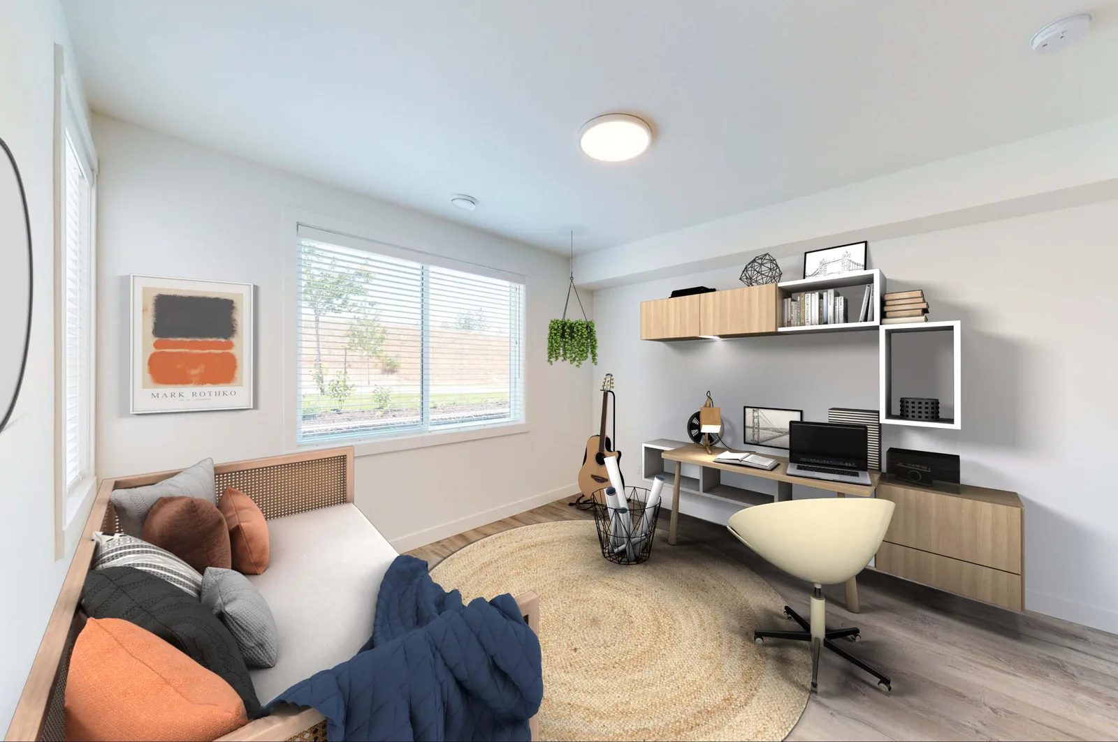 An Academy Ridge lock-off flex room furnished as a students room, second view
