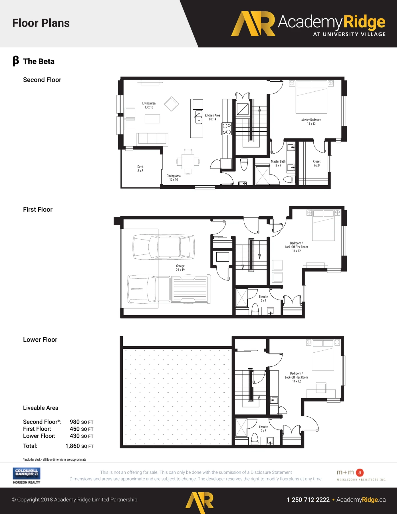 Beta floor plan drawing showing all levels and liveable areas